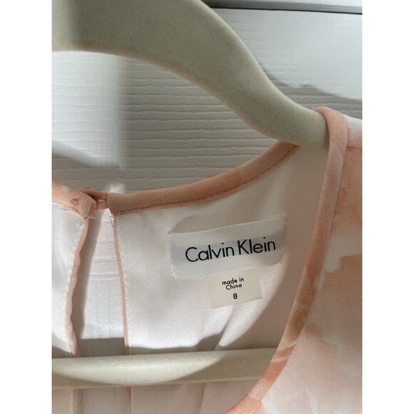 Calvin Klein Pink Floral Print Dress Size 8 Swing Dress - Picture 3 of 7